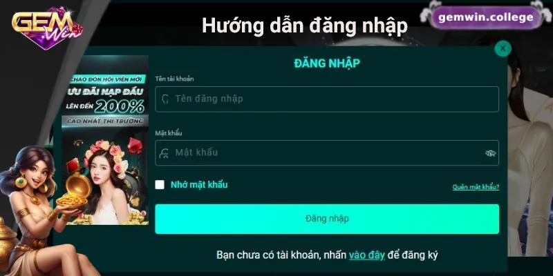Quy trình đăng nhập Gemwin chi tiết